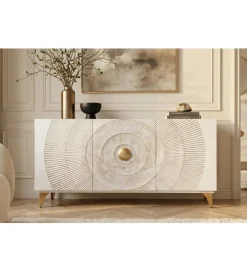 Invicta Interior Komoda SWEET GOLDEN SUNSET 140 cm drewno mango biała