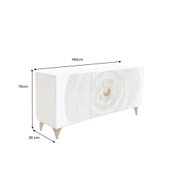 Invicta Interior Komoda SWEET GOLDEN SUNSET 140 cm drewno mango biała