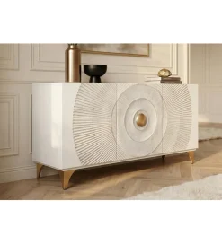 Invicta Interior Komoda SWEET GOLDEN SUNSET 140 cm drewno mango biała
