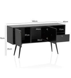 WOHNLING, GERMANY Komoda TAURI 140 cm czarna
