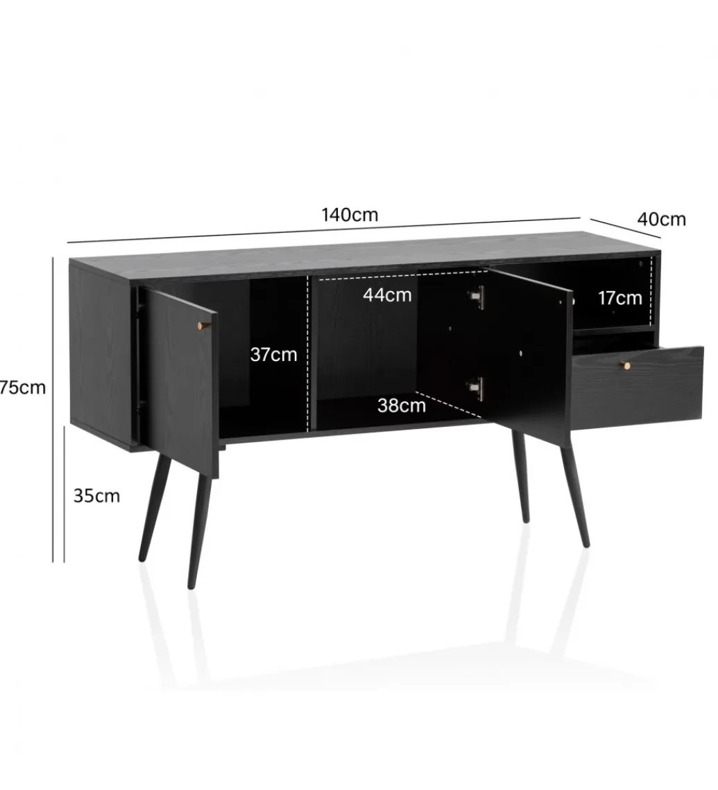 WOHNLING, GERMANY Komoda TAURI 140 cm czarna