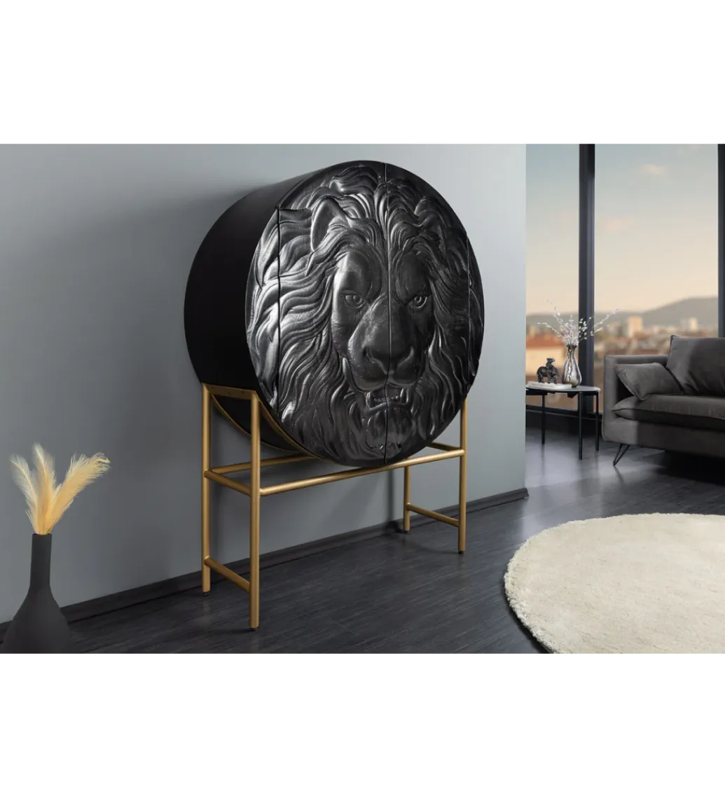 Invicta Interior Komoda TIGR 140 cm drewno mango Czarna