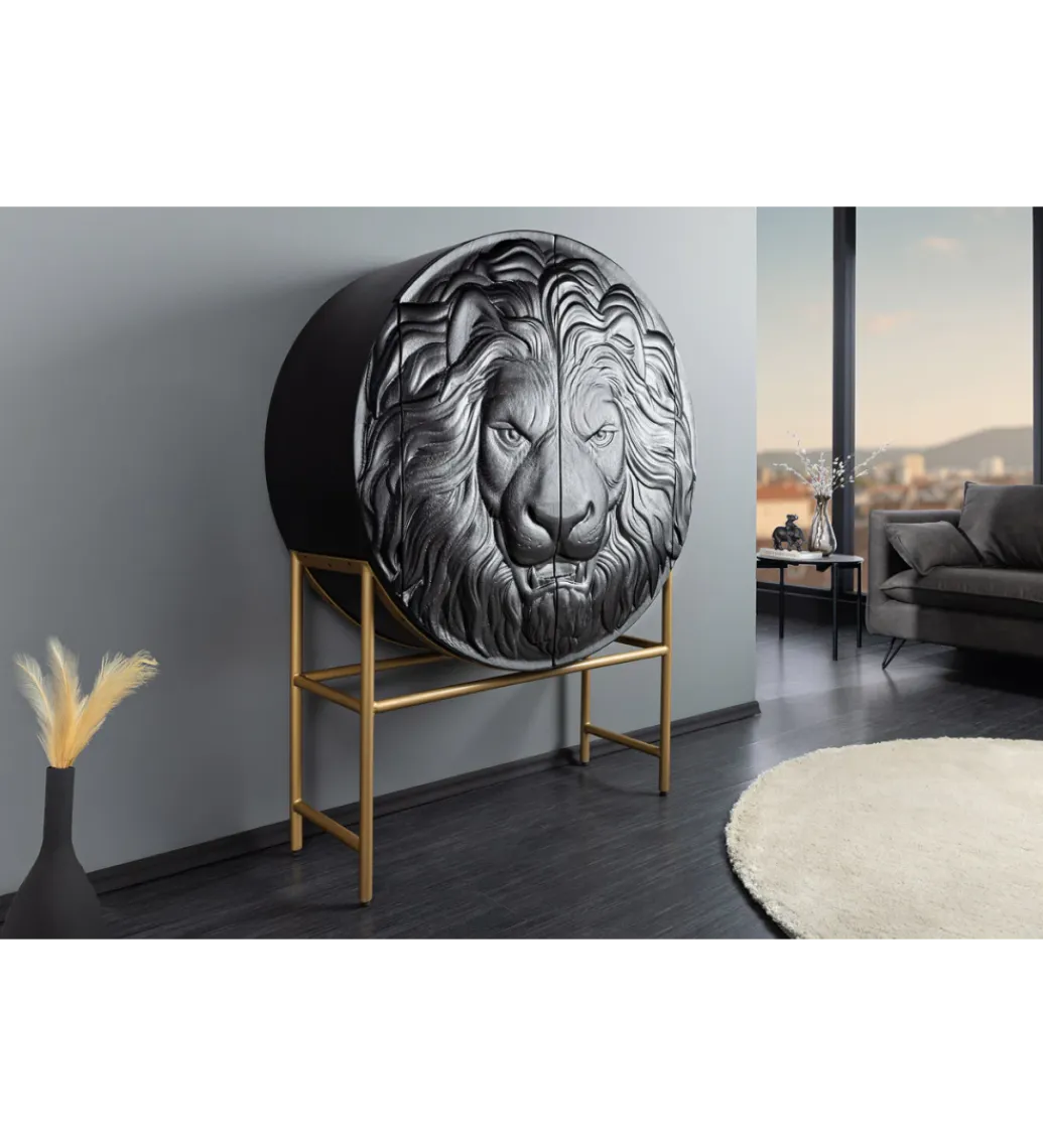 Invicta Interior Komoda TIGR 140 cm drewno mango Czarna