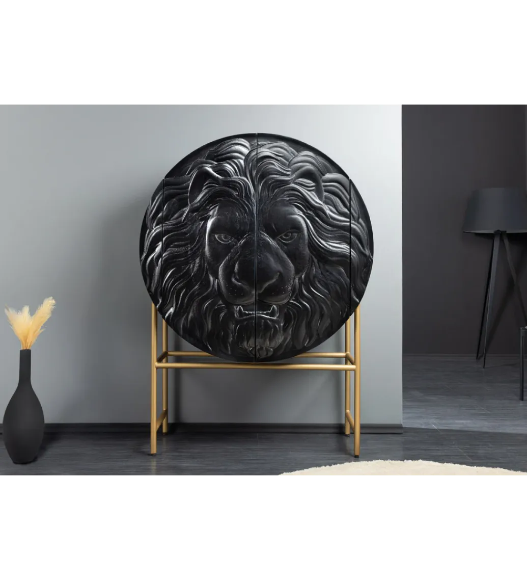 Invicta Interior Komoda TIGR 140 cm drewno mango Czarna