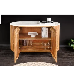 Invicta Interior - przedsprzedaż Komoda TRES CHIC 105 cm drewno mango biały marmur naturalna