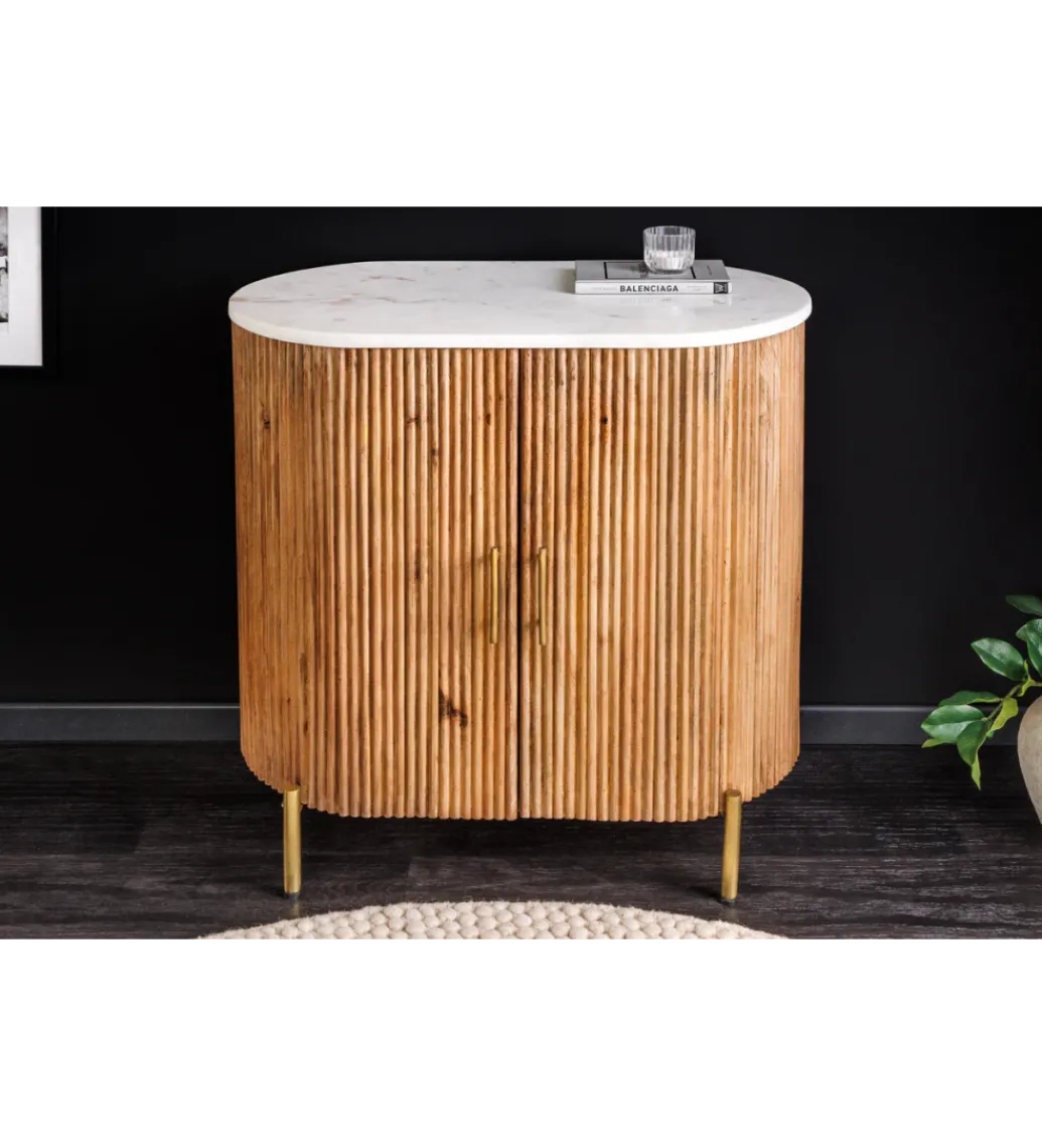 Invicta Interior - przedsprzedaż Komoda TRES CHIC 70 cm drewno mango biały marmur blat