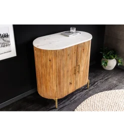 Invicta Interior - przedsprzedaż Komoda TRES CHIC 70 cm drewno mango biały marmur blat