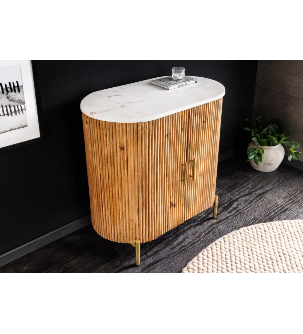 Invicta Interior - przedsprzedaż Komoda TRES CHIC 70 cm drewno mango biały marmur blat
