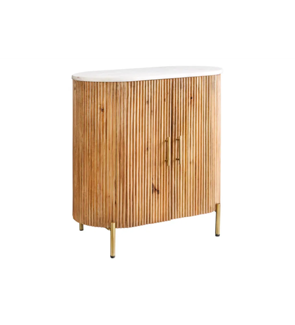 Invicta Interior - przedsprzedaż Komoda TRES CHIC 70 cm drewno mango biały marmur blat
