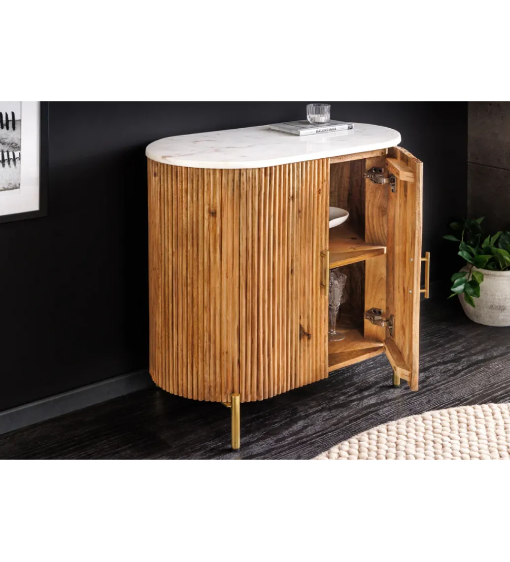 Invicta Interior - przedsprzedaż Komoda TRES CHIC 70 cm drewno mango biały marmur blat