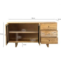 WOHNLING, GERMANY Komoda WOHNLING 150 cm drewno akacja