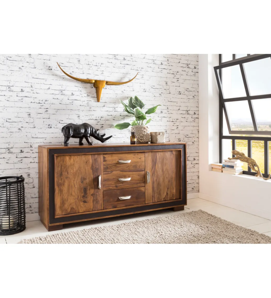 WOHNLING, GERMANY Komoda wysoka 3D ORBIT 120 cm drewno mango brązowa