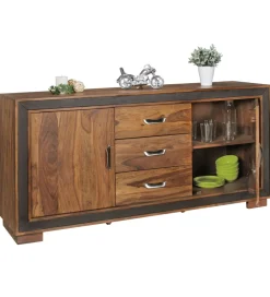 WOHNLING, GERMANY Komoda wysoka 3D ORBIT 120 cm drewno mango brązowa