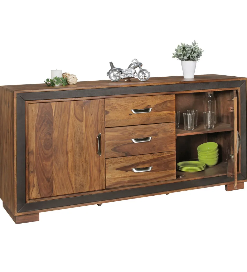 WOHNLING, GERMANY Komoda wysoka 3D ORBIT 120 cm drewno mango brązowa
