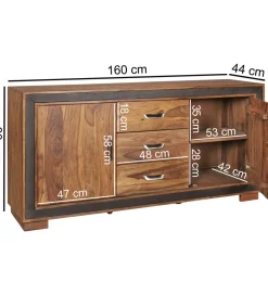 WOHNLING, GERMANY Komoda wysoka 3D ORBIT 120 cm drewno mango brązowa
