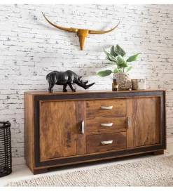 WOHNLING, GERMANY Komoda wysoka 3D ORBIT 120 cm drewno mango brązowa