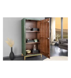Invicta Interior Komoda wysoka 3D PEACOCK 170 cm drewno mango antyczna zieleń