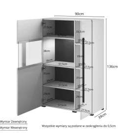 Helvetia Komoda wysoka TULSA 90 cm w optyce dąb grandson
