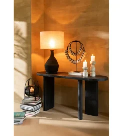 J-Line Konsola LEMONE 150 cm drewno teak czarna