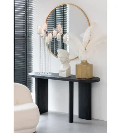 J-Line Konsola LEMONE 150 cm drewno teak czarna