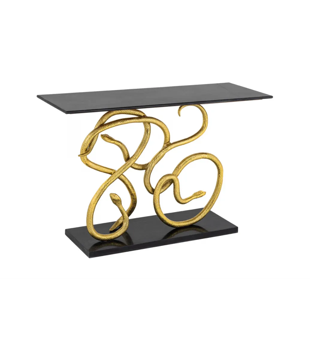 Invicta Interior Konsola WILDLIFE SNAKE 115 cm czarny marmur złota