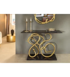 Invicta Interior Konsola WILDLIFE SNAKE 115 cm czarny marmur złota