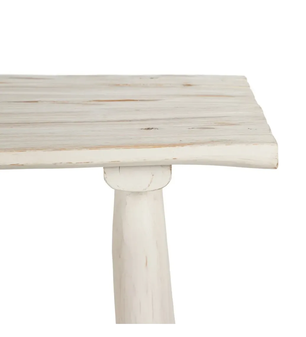 Zona-Design Konsola WORNYM 120 cm drewno teak biała przecierana