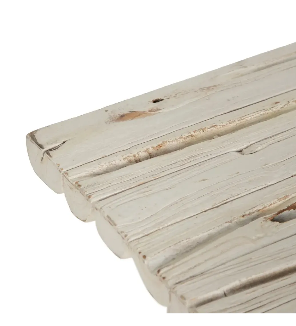 Zona-Design Konsola WORNYM 120 cm drewno teak biała przecierana