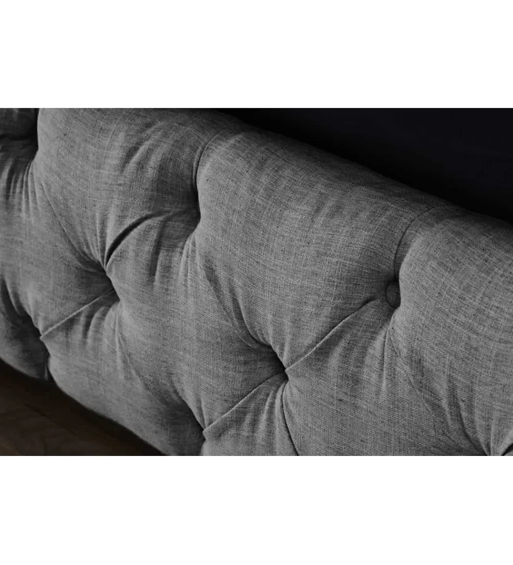 Invicta Interior Łóżko tapicerowane PARIS CHESTERFIELD 180 cm x 200 cm Szare lniane
