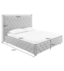 Invicta Interior Łóżko tapicerowane PARIS CHESTERFIELD 180 cm x 200 cm Szare lniane