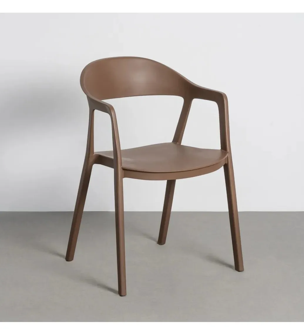 Zona-Design Krzesło BARETO 80 cm brązowe z podłokietnikami nogi v