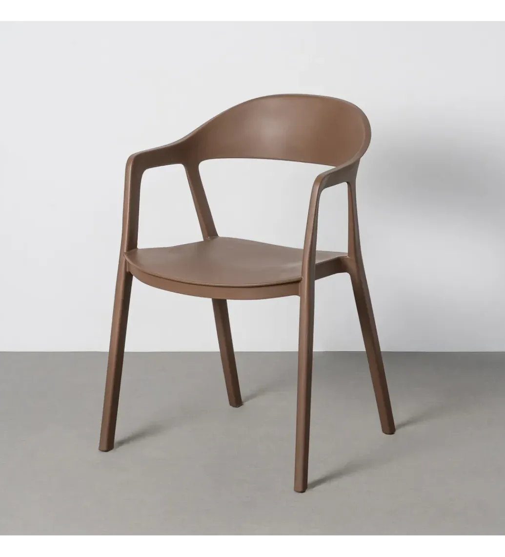 Zona-Design Krzesło BARETO 80 cm brązowe z podłokietnikami nogi v