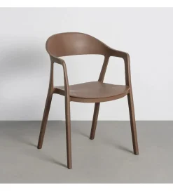 Zona-Design Krzesło BARETO 80 cm brązowe z podłokietnikami nogi v