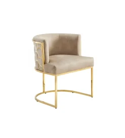 Invicta Interior - przedsprzedaż Krzesło ELEGANCE welwet beżowy złote nogi
