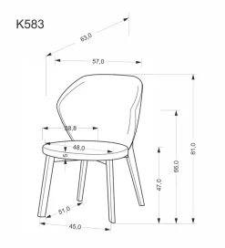Halmar Krzesło K583 81 cm beżowe orzechowe