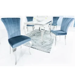 Invicta Interior Krzesło Modern Barock III srebrno niebieskie