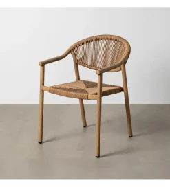 Zona-Design Krzesło NAMILANO 80 cm plecionka w stylu rattan brązowe