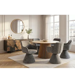Invicta Interior - przedsprzedaż Krzesło obrotowe AMBIENTO 79 cm 180 stopni chenille szare