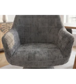 Invicta Interior - przedsprzedaż Krzesło obrotowe AMBIENTO 79 cm 180 stopni chenille szare