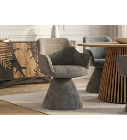 Invicta Interior - przedsprzedaż Krzesło obrotowe AMBIENTO 79 cm 180 stopni chenille szare