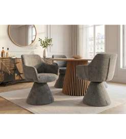 Invicta Interior - przedsprzedaż Krzesło obrotowe AMBIENTO 79 cm 180 stopni chenille szare