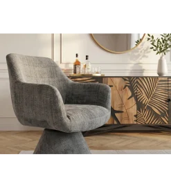 Invicta Interior - przedsprzedaż Krzesło obrotowe AMBIENTO 79 cm 180 stopni chenille szare