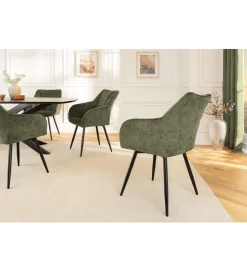 Invicta Interior - przedsprzedaż Krzesło obrotowe AVIGNON chenille zielone czarne nogi