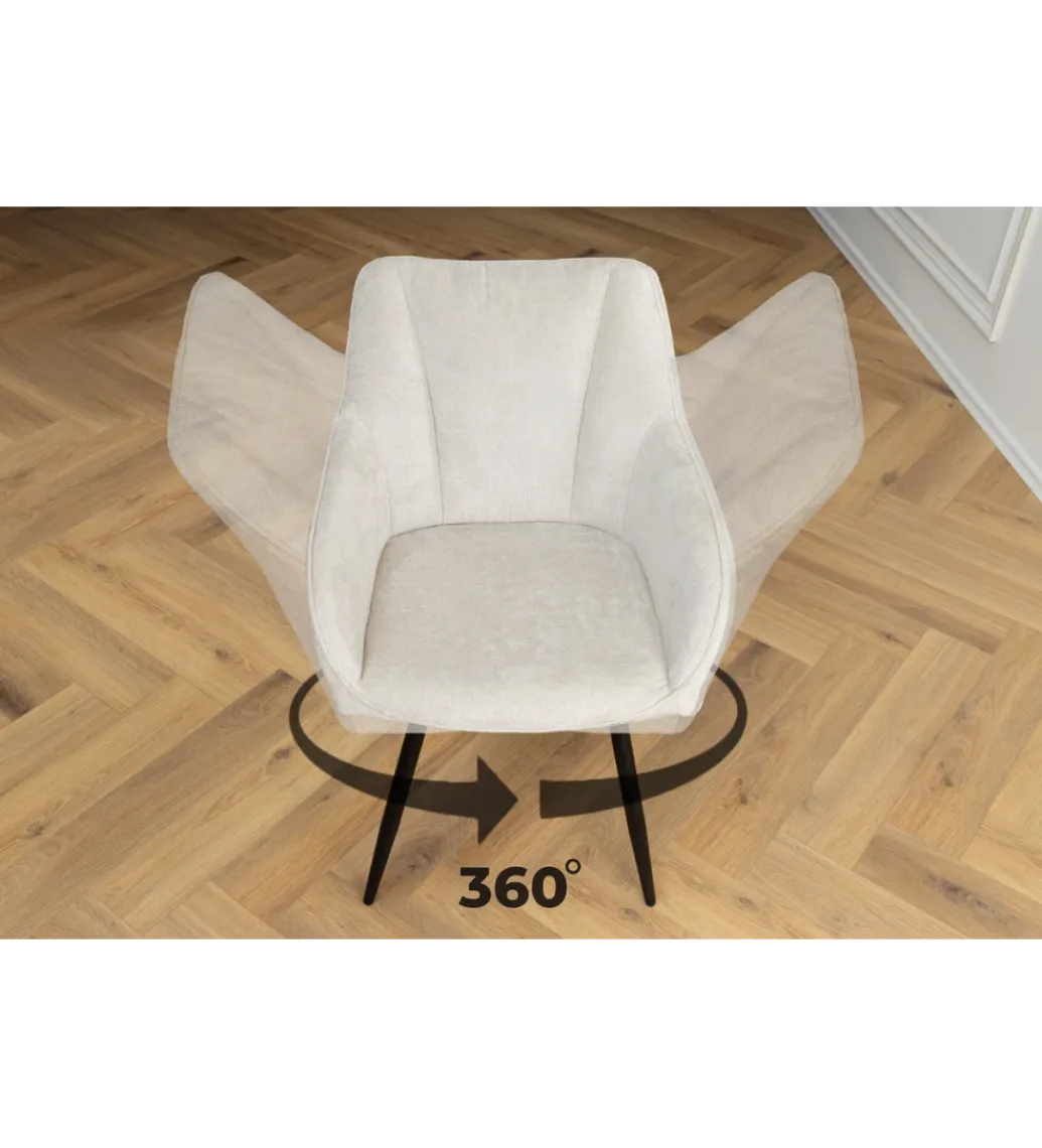 Invicta Interior Krzesło obrotowe AVIGNON chenille beige czarne nogi