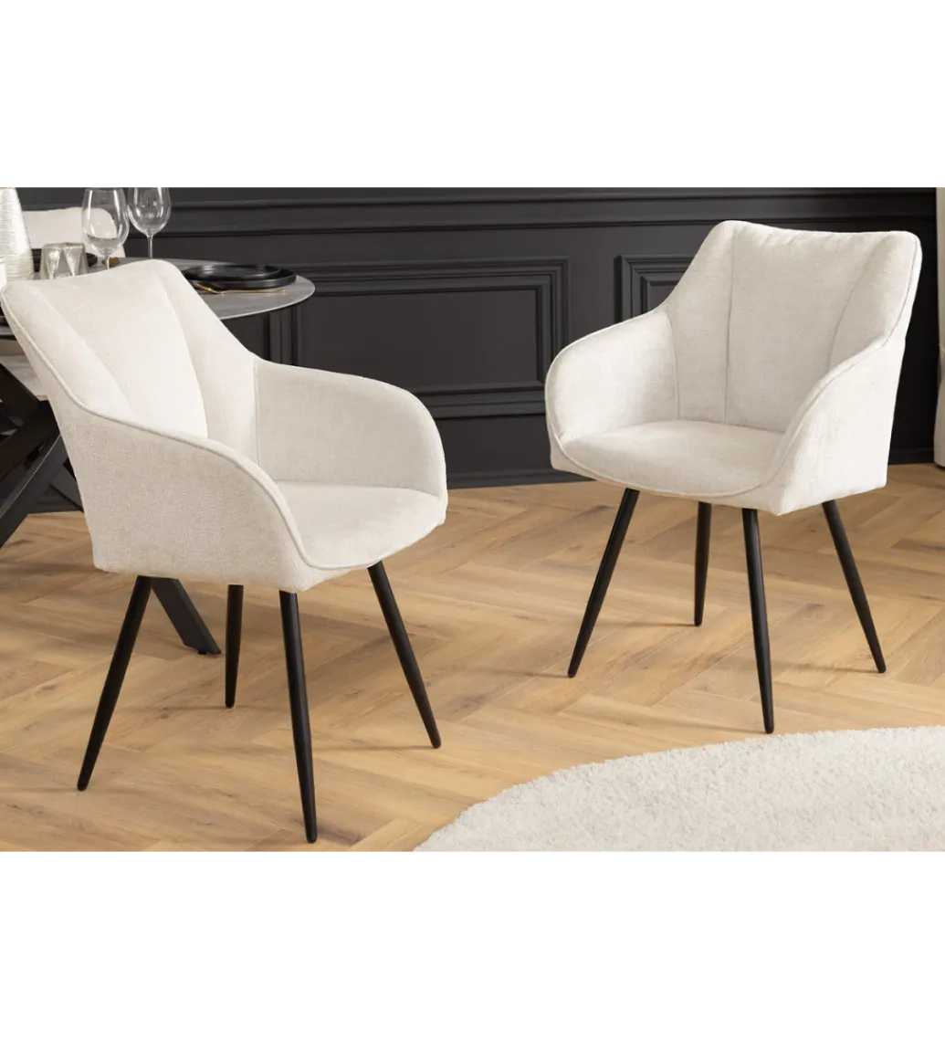 Invicta Interior Krzesło obrotowe AVIGNON chenille beige czarne nogi