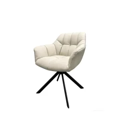 Invicta Interior - przedsprzedaż Krzesło obrotowe PAPILLON 83 cm 180 stopni skórzane beżowe