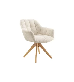 Invicta Interior - przedsprzedaż Krzesło obrotowe PAPILLON 83 cm 180 stopni chenille champagne beige