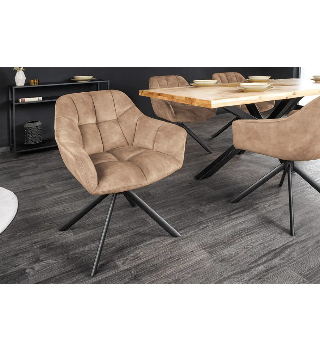 Invicta Interior Krzesło obrotowe PAPILLON 83 cm 180 stopni champagne beżowe