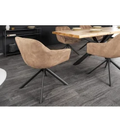 Invicta Interior Krzesło obrotowe PAPILLON 83 cm 180 stopni champagne beżowe