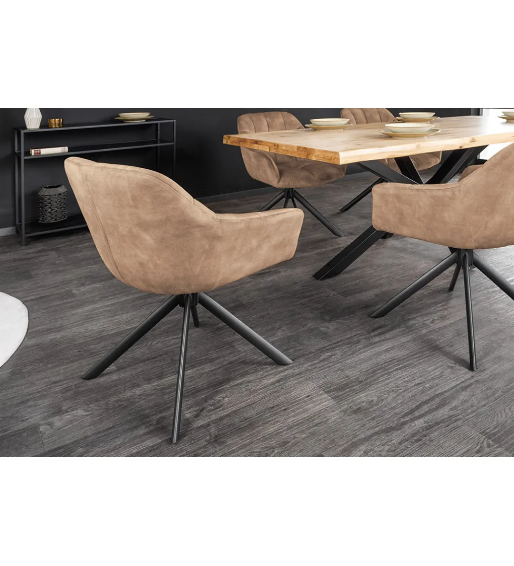 Invicta Interior Krzesło obrotowe PAPILLON 83 cm 180 stopni champagne beżowe